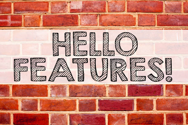 istock Conceptual announcement text caption inspiration showing Features. Business concept for Advertisement Advertising written on old brick background with copy space 887669750