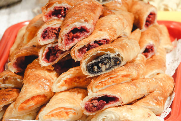 istock Puff pastry with cherry and poppy filling 887677178