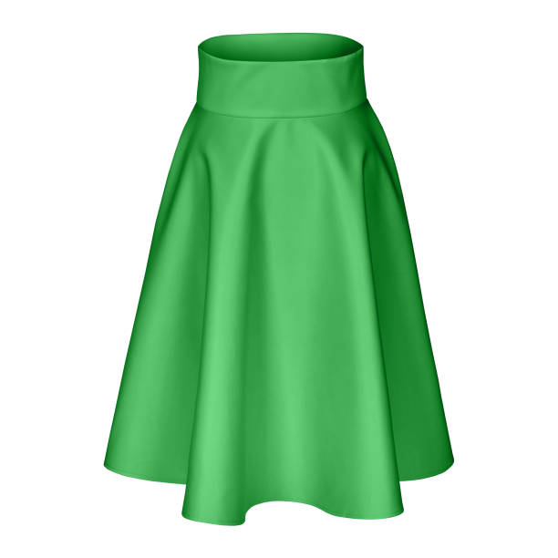 istock Classic midi bottle green silk satin skirt isolated on white 887677274