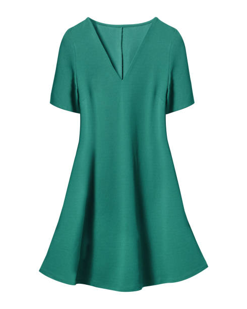istock Turquoise retro dress with short sleeves isolated on white 887677318