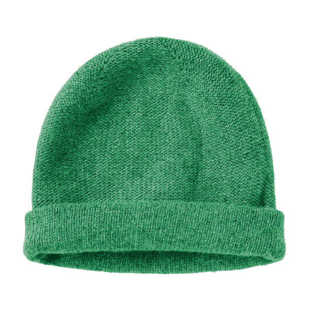 istock Bottle green worm winter woolen hat cap flat isolated on white 887677390