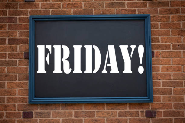 istock Conceptual hand writing text caption inspiration showing announcement Friday. Business concept for  Friday - happy end of the week written on frame old brick background with copy space 887677468