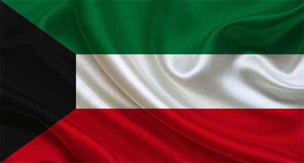 Kuwaiti waving flag stock photo