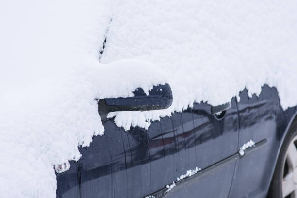 istock Modern car outdoor covered with snow. 887683998