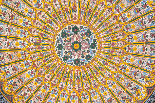Ornaments on the portico and dome roofs in the courtyard of the Grand Camlica Mosque. Çamlıca Republic Mosque. (Turkish name: Buyuk Camlica Camii)