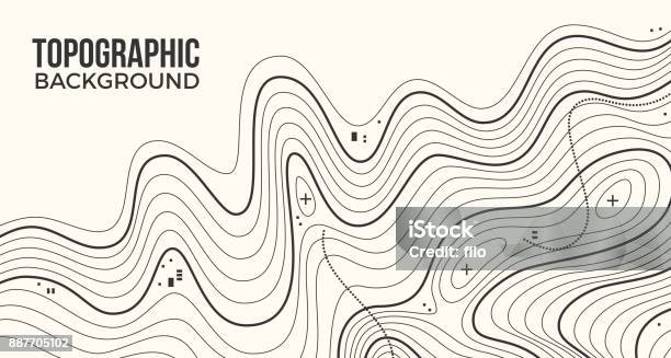 Topographic Background Stock Illustration - Download Image Now - Topographic Map, Topography, Dividing Line - Road Marking