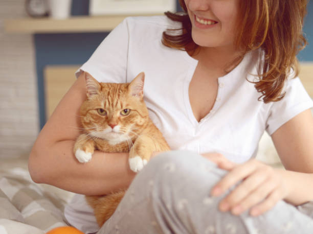 istock Young Women and cat 887705360