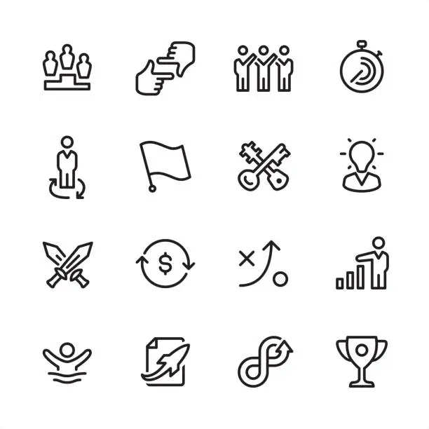 Vector illustration of Corporate Business - outline icon set