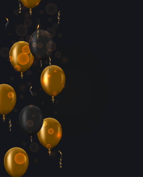 istock Vector modern golden balloons background for happy berthday or anniversary day. Event invitation 887706090