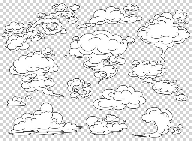 漫画本の蒸気雲を設定します。白い煙ベクトル図を漫画します。デザイン、効果の広告ポスターに霧フラット分離されたクリップアート - タバコを吸う イラスト点のイラスト素材／クリップアート素材／マンガ素材／アイコン素材