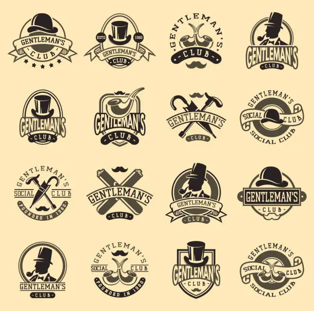 Vector illustration of Gentlemans vintage badges vector illustration