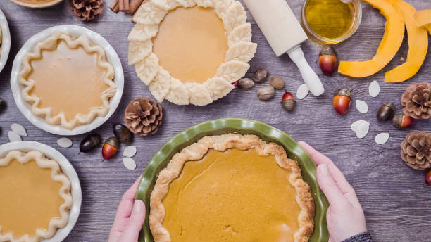 istock Baking home made pumpkin pie for Thanksgiving dinner. 887718168