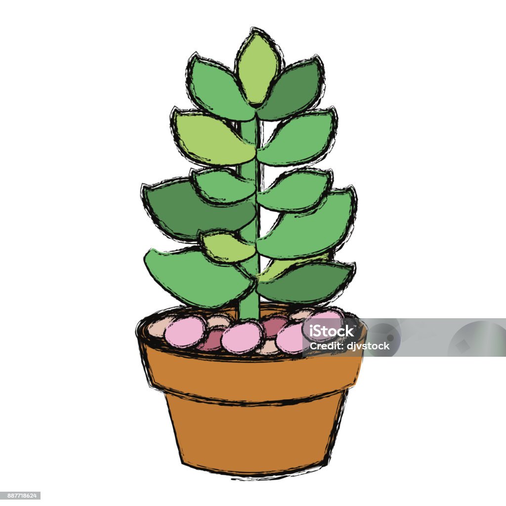 cartoon cactus in a pot cartoon succulent in a pot icon over white background colorful design vector illustration Art stock vector