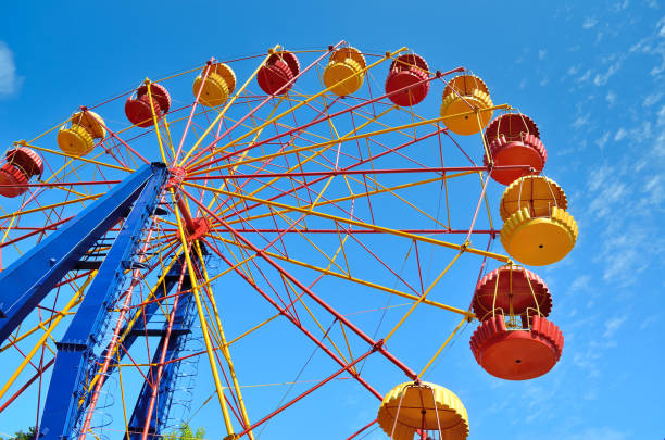 istock Ferris wheel on the background of the blue sky 887719332