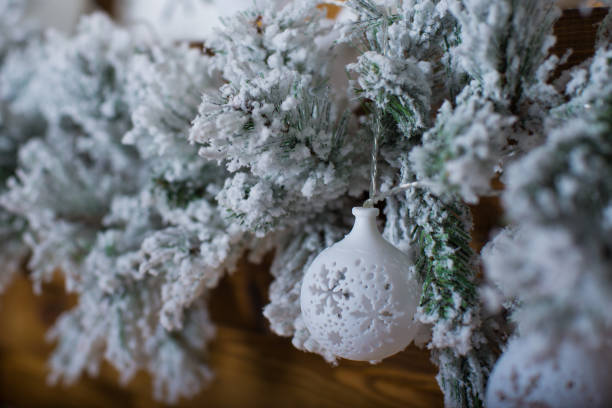 istock Christmas composition. fir-tree branches, pine cones and blue balls 887723086