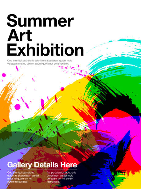 Art Exhibition Poster Abstract paint background poster design template gallery opening stock illustrations