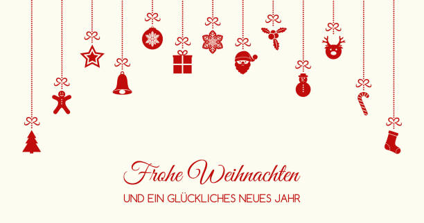 frohe weihnachten - almanca mutlu noeller. noel kartı dekorasyonu ile kavramı. vektör. - weihnachten stock illustrations