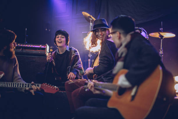 istock Rock band playing in the club 887743172
