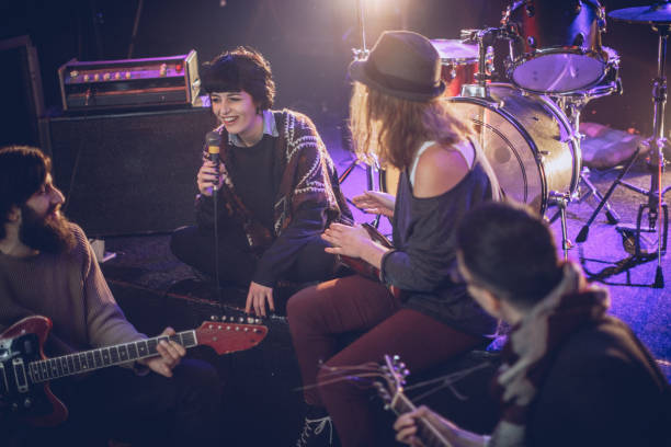 istock Rock band in the club 887743466