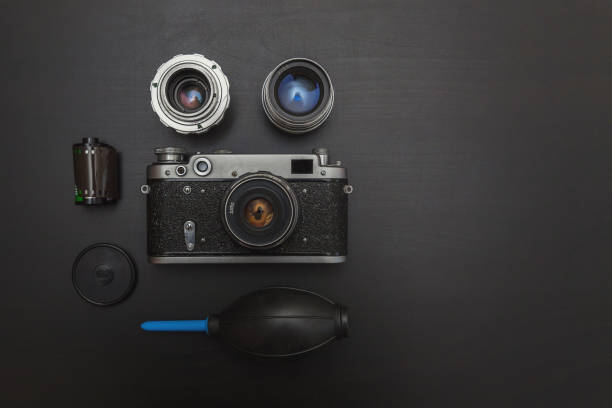 istock Vintage Film Camera And Accessories 887749300
