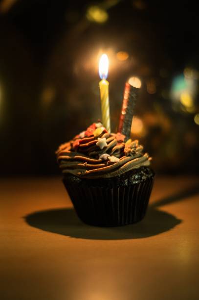 istock Birthday sweet chocolate cupcakes 887749442