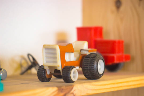 istock rare vintage red tractor toy on white 887749700