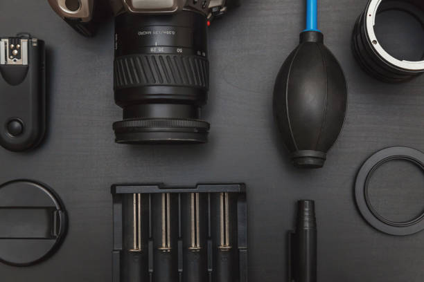 istock top view of work space photographer on black table background 887753776