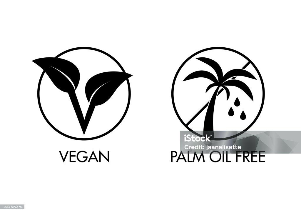 Icônes gratuites végétalien et huile de palme - clipart vectoriel de Huile de palme libre de droits