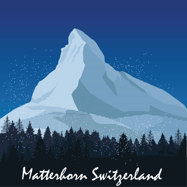 Mount Matterhorn Matterhorn mountain in winter pennine alps stock illustrations