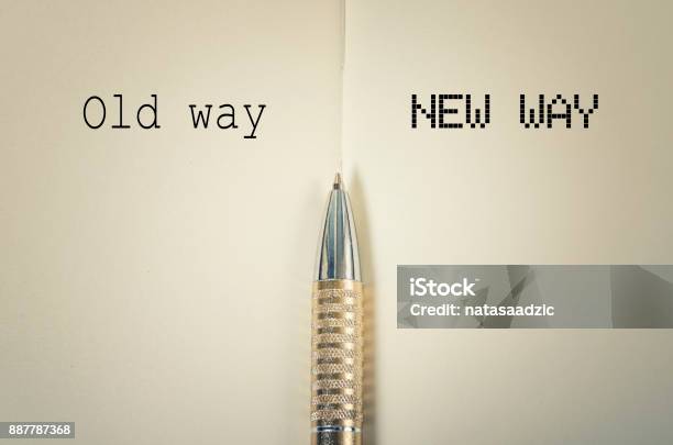 Old Way And New Way Stock Photo - Download Image Now - New, The Past, Old