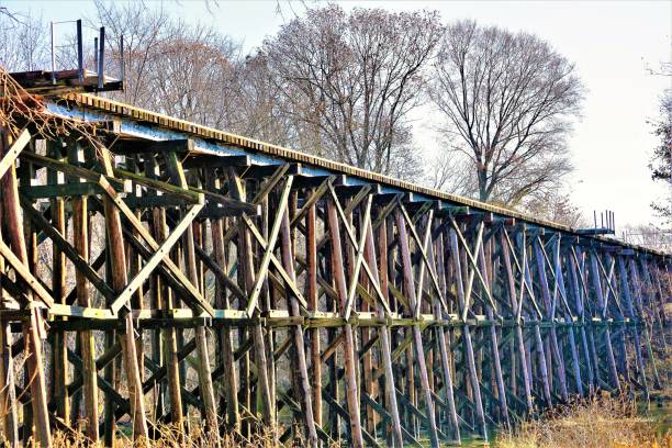 istock Scenes at the Hamilton, MI Dam and Railroad Trestle Bridge 887806264
