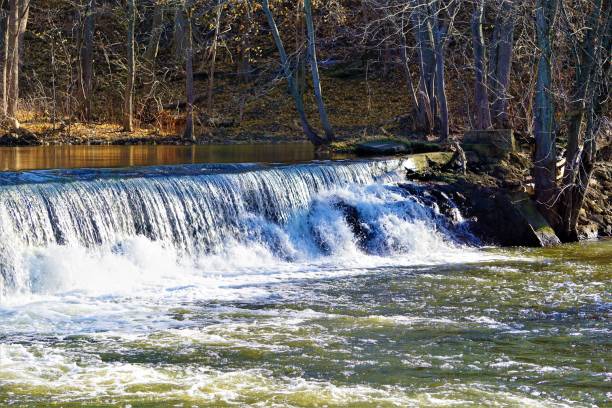 istock Scenes at the Hamilton, MI Dam and Railroad Trestle Bridge 887806542