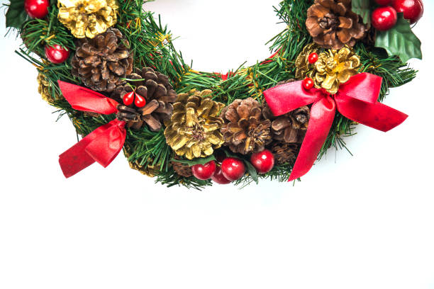 istock christmas wreath on white background . 887812628