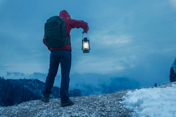 istock Business Man On Peak Of Mountain 887819764