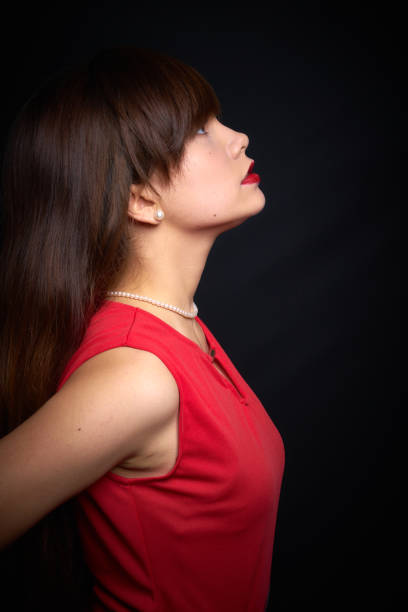 Beautiful woman posing -side view