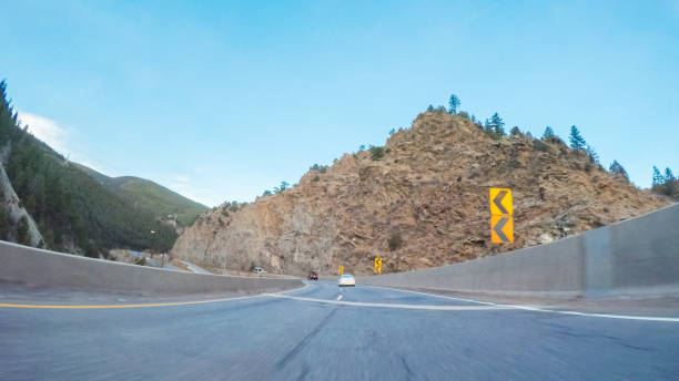 istock Morning mountain driving early in the Winter. 887827836