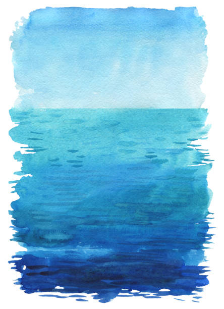Ocean watercolor hand painting illustration Ocean landscape, Sea side, Beach. Beautiful watercolor hand painting illustration. watercolor background illustrations stock illustrations