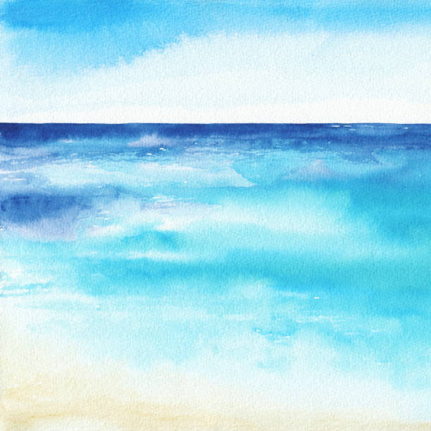 istock Ocean watercolor hand painting illustration 887830306