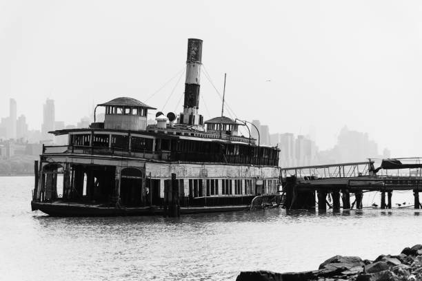 The ferryboat on the Hudson River for more than a century. Manhatan in the background The ferryboat on the Hudson River for more than a century. Manhatan in the background binghamton ny stock pictures, royalty-free photos & images