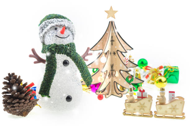 istock Christmas background with Christmas tree and snowman 887849690