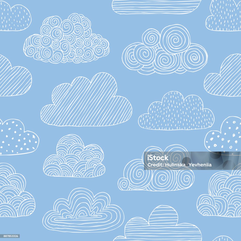 Beautiful seamless pattern of doodle clouds. design background greeting cards and invitations to the wedding, birthday, mother s day and other seasonal autumn holidays. Beautiful seamless pattern of doodle clouds. design background greeting cards and invitations to the wedding, birthday, mother s day and other seasonal autumn holidays Cloud - Sky stock vector
