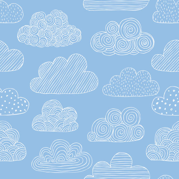 Beautiful seamless pattern of doodle clouds. design background greeting cards and invitations to the wedding, birthday, mother s day and other seasonal autumn holidays. vector art illustration