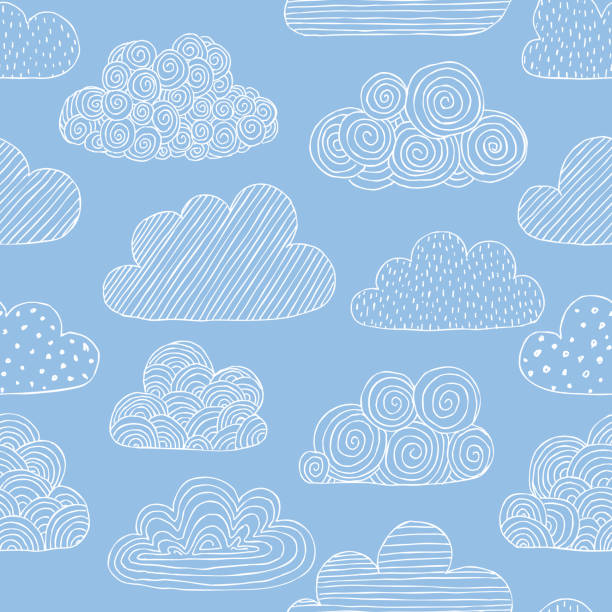 Beautiful seamless pattern of doodle clouds. design background greeting cards and invitations to the wedding, birthday, mother s day and other seasonal autumn holidays. Beautiful seamless pattern of doodle clouds. design background greeting cards and invitations to the wedding, birthday, mother s day and other seasonal autumn holidays cloud outline background stock illustrations