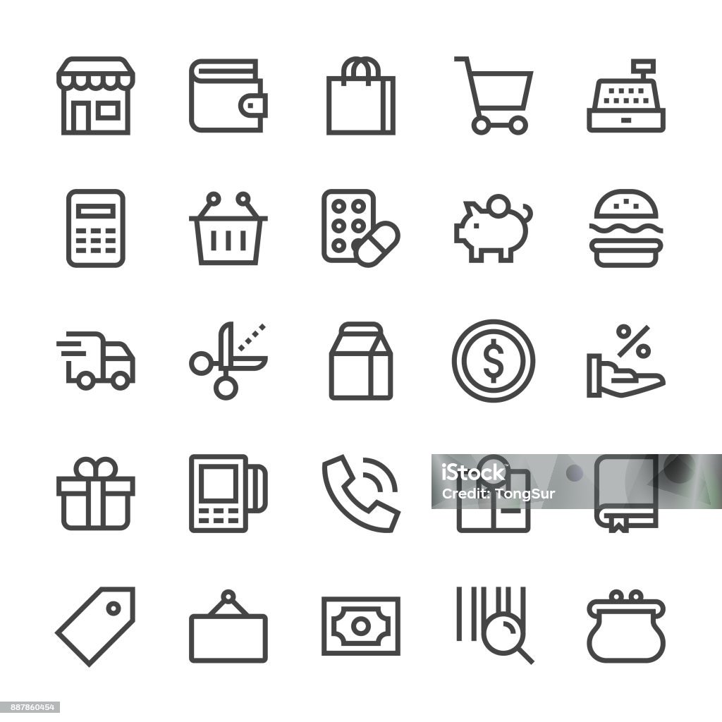 Retail Icons - MediumX Line Retail Icons - MediumX Line Vector EPS File. Icon Symbol stock vector