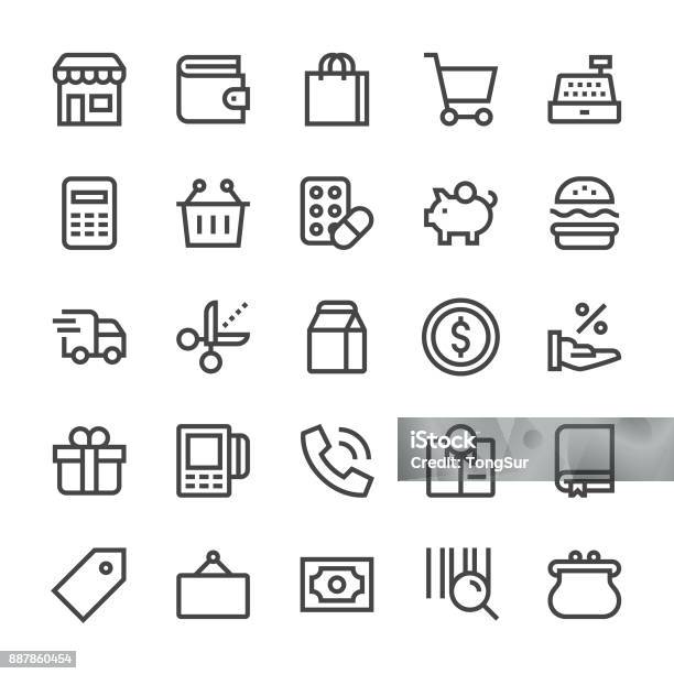 Retail Icons Mediumx Line Stock Illustration - Download Image Now - Icon Symbol, Retail, Shopping