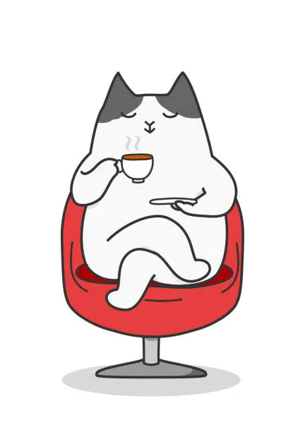 Vector illustration of cat taking a break