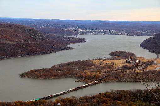 High Angle View Near the Popular River Arts District on the French Broad River in Asheville, Buncombe County, North Carolina