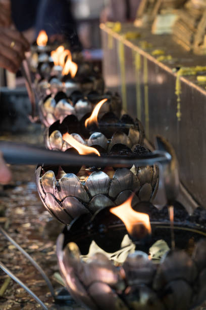 istock Oil Lamps at Temple 887896538