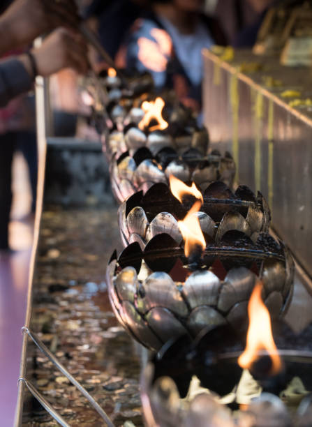 istock Oil Lamps at Temple 887896558
