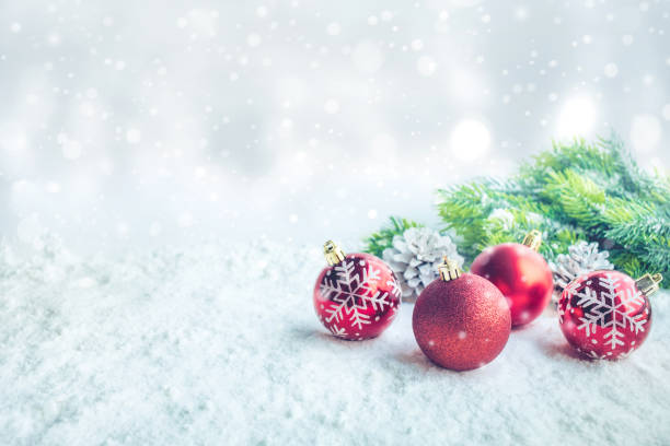 istock Christmas ball (ornament) on snow background. 887927186